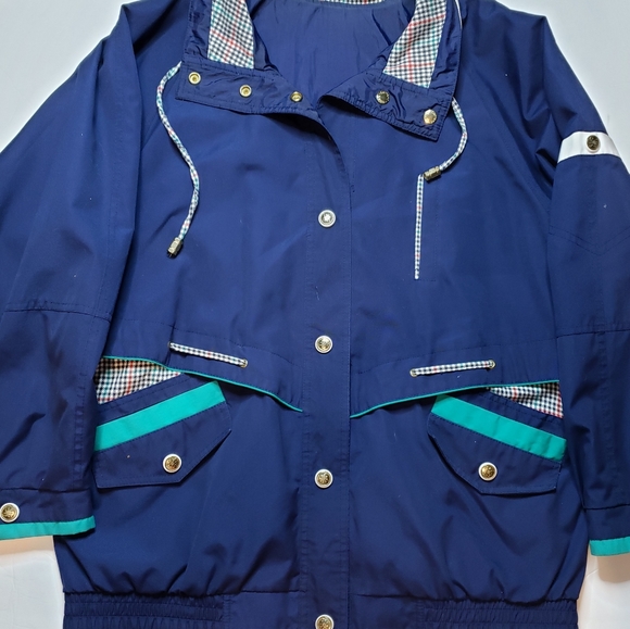 Vintage 80s 90s Womens Dark Blue Check Pattern Jacket Size M Current Seen - Picture 2 of 9